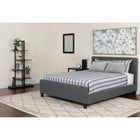 Flash Furniture Tribeca Queen Size Tufted Upholstered Platform Bed in Dark Grey Fabric with Pocket Spring Mattress-Panel Headboard