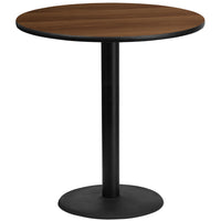 Flash Furniture – Table bistro ronde en stratifié noyer de 42 po avec base circulaire de 24 po (XURD42WATR24B)-Table d'hospitalité à hauteur de bar