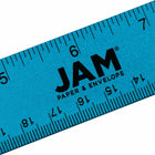 JAM Paper Stainless Steel Ruler with Non-Skid Backing - 12" - Blue - 12 Pack-Ruler is semi flexible, has rounded corners and features a non-skid cork backing so it will stay put when used on all surfaces