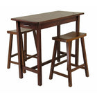 Winsome Kitchen Island 3-Piece Dining Table Set with Saddle Stools, Antique Walnut-Kitchen island table with 2 saddle stools