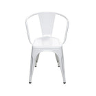 Nicer Furniture Stackable Industrial Tolix A Style Armchair - White - 2 Pack-Indoor/Outdoor Arm Chair