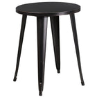 24'' Round Black-Antique Gold Metal Indoor-Outdoor Table Set with 2 Vertical Slat Back Chairs [CH-51080TH-2-18VRT-BQ-GG]-Black-Antique Gold Powder Coat Finish