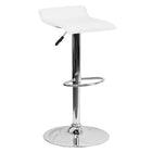 Flash Furniture Contemporary Vinyl Adjustable Height Barstool with Solid Wave Seat & Chrome Base - White-Low Back Design