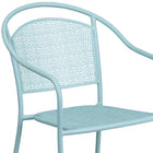 Flash Furniture Sky Blue Indoor-Outdoor Steel Patio Arm Chair with Round Back-Rain Flower Seat and Back Design