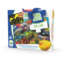 The Learning Journey Puzzle Doubles Glow in The Dark - Sea Life-After putting together the 100 piece puzzle, turn off the lights and see a surprise as it glows in the dark