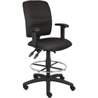 Nicer Interior Multi-Function Fabric Drafting Chair - Adjustable Arms - Black-Upholstered In Black crepe fabric, durable and easy to maintain