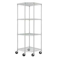 TRINITY EcoStorage 4-Tier 72" Corner Wire Shelving Rack with Wheels, Chrome (TBFZ-0909)-Shelves adjustable in 1" increments
