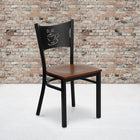Flash Furniture HERCULES Series Black Coffee Back Metal Restaurant Chair - Cherry Wood Seat - 2 Pack-Welded Joint Assembly