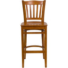 Flash Furniture – Tabouret de bar/restaurant Hercules en bois de cerisier avec dossier à lattes verticales-Tabouret de bar à manger en bois