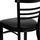 Chaise de restaurant en acier avec dossier à traverses horizontales, noir, siège en vinyle noir, 2/bte (XUDG6Q6B1LADBKV)-Mousse ignifuge CA117