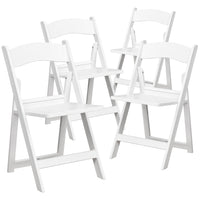 Flash Furniture HERCULES Series Resin Folding Chair with Slatted Seat - White-Set of 4 Resin Folding Chairs