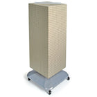 Azar Displays 40" x 14" x 14" 4-Sided Interlocking Pegboard Floor Display with Wheels, Almond (701436-ALM)-Revolves on a square wheeled base