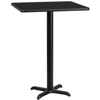 Flash Furniture 30" Square Black Laminate Table Top with 22" x 22" Bar Height Table Base-Bar Height Hospitality Table