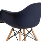Flash Furniture Alonza Series Navy Plastic Chair with Wooden Legs-Wooden Legs with Metal Bracing