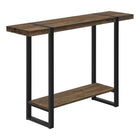 Monarch Specialties 2851 Accent Table - 48"L/Brown Reclaimed Wood-Look/Black-Industrial-farmhouse style rectangular console table with a fixed shelf for additional storage