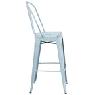 Flash Furniture Commercial Grade 30" High Distressed Green-Blue Metal Indoor-Outdoor Barstool with Back-Seat Drain Hole assists in drying