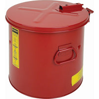 Justrite Wash Tanks, 1-Gallon Steel Wash Tank with Basket, 9 3/8" x 10", 7Lb-Cover opens wide for access