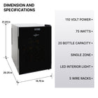 Koolatron - Cellier à vin thermoélectrique pour 20 bouteilles - Noir-Grille amovibles pour accommoder différentes tailles et formes de bouteilles