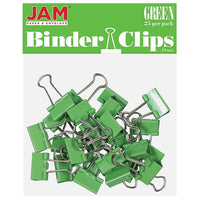 JAM Paper Binder Clips, Small, 19mm, Green Binderclips 5 packs of 25 (334BCGRg)-Size: 0.75"