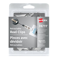Avery Retractable Reel Clips, 30", 12 Pack, (74711)-Reel clip