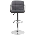 Flash Furniture Contemporary Quilted Vinyl Adjustable Height Barstools with Arms & Chrome Base - Grey - 2 Pack-Set of 2 Contemporary Style Stools