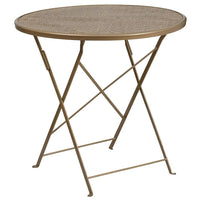 Flash Furniture 30'' Round Indoor-Outdoor Steel Folding Patio Table, Gold (CO4GD)-Folding Patio Table