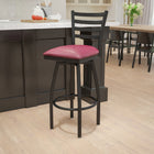 Flash Furniture HERCULES Series Black Ladder Back Swivel Metal Barstool - Burgundy-Swivel Seat