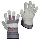 Forcefield Cowsplit Leather Palm Gloves with Rubberized Safety Cuff - Grey/Blue-General purpose, Cow-split