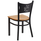 Flash Furniture HERCULES Series Black Coffee Back Metal Restaurant Chair - Natural Wood Seat - 2 Pack-.625" Thick Plywood Seat