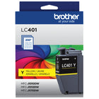 Brother Genuine LC401Y Standard Yield Yellow Ink Cartridge-200 page yield