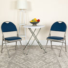 Flash Furniture HERCULES Series Ultra-Premium Triple Braced Navy Fabric Metal Folding Chair with Easy-Carry Handle-Riveted Steel Components