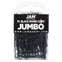JAM Paper Colored Jumbo 2" Paper Clips - Black - 2 Packs of 75-Color: Black