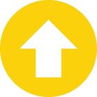 Mark Maker Floor Decal 12" Diameter Circle - White Arrow On Yellow Background-Floor Decal