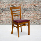 Flash Furniture HERCULES Series Ladder Back Cherry Wood Restaurant Chair - Burgundy Vinyl Seat - 2 Pack-Solid European Beech Hardwood Construction