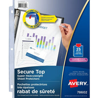 Avery Diamond Clear Secure Top Sheet Protectors, Diamond Clear, 25 Pack, (78602)-Secure Top Sheet Protector