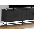 Monarch Specialties - 2733 Meuble Tv - 60 po L/Noir Avec Metal Noir-Cette console TV offre beaucoup d'espace de rangement pour tous vos besoins en matière de divertissement multimédia. Elle comprend deux armoires de rangement avec une étagère fixe à l'intérieur, ainsi que deux trous de gestion des câbles à l'arrière pour garder vos fils organisés et hors de vue
