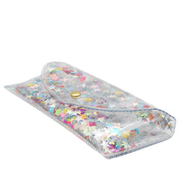 Gry Mattr - Étui à lunettes pour enfants - Paillettes multiples-Fermoir par bouton brillant doré pâle