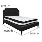 Flash Furniture Brighton Queen Size Tufted Upholstered Platform Bed with Pocket Spring Mattress - Black Fabric-Black Fabric Upholstery