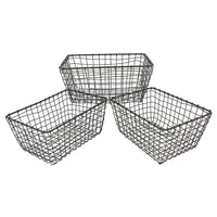 Cathay Importers – Panier en fil de fer rustique, 11,5 larg. po, paq./3 (EC-10-2315)-Construction en fil de fer robuste et durable