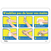 Zenith Pictogram Sign - N'oubliez pas de lavez vos mains - 10" x 14" - Adhesive Vinyl - 4 Pack-N'oubliez pas de lavez vos main