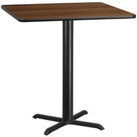 Flash Furniture – Table bistro carrée en stratifié noyer de 42 po avec base de 33 x 33 po (XUWA4242T3333B)-Table d'hospitalité à hauteur de bar
