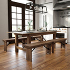 Flash Furniture HERCULES Series 7' x 40" Rectangular Antique Rustic Solid Pine Folding Farm Table-Legs Lock underneath top