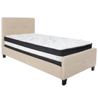 Flash Furniture - Lit à plate-forme Tribeca à une place touffeté et rembourré en tissu beige avec matelas à ressorts ensachés-Lit