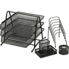 Staples - 4 pièces ensemble d'organisateurs de bureau en métal et maille -  Noir-Ensemble de 4 accessoires en mailles métalliques