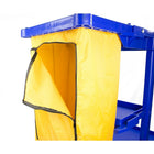 Johnny Vac Standard Janitor Cart JS0006BU - Blue-3 Shelves and Polyester Bag
