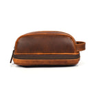 Tolredo Poseidon Leather Toiletry Bag - Brown-Dimensions: 9" x 5" x 4.25"