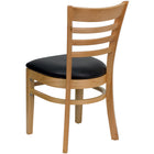 Flash Furniture HERCULES Series Ladder Back Natural Wood Restaurant Chairs with Black Vinyl Seat - 2 Pack-2.5" Thick Foam Padded Seat