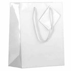 JAM Paper Glossy Gift Bags with Rope Handles - Medium - 8" x 4" x 10" - White - 100 Pack-Color: White Glossy: Make your gift stand out with shiny colourful gift bags.
