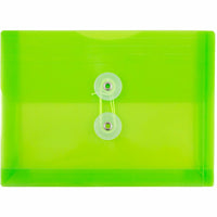JAM Paper Plastic Envelopes with Button and String Tie Closure Index Booklet - 5.5" x 7.5" - Lime Green - 12 Pack -Colour: Lime Green 