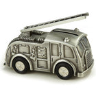Elegance Pewter Finish Fire Truck Bank-This children fire truck bank can be engraved on the top of hood above or below the coin slot. Also give this popular bank as a thank you gift for a young ring bearer in your bridal party and it will make a great gift for a birthday or new baby welcome gift.